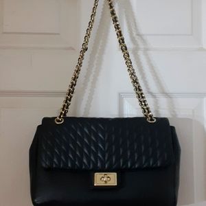 Karl Lagerfeld black tufted leather cross body or shoulder purse